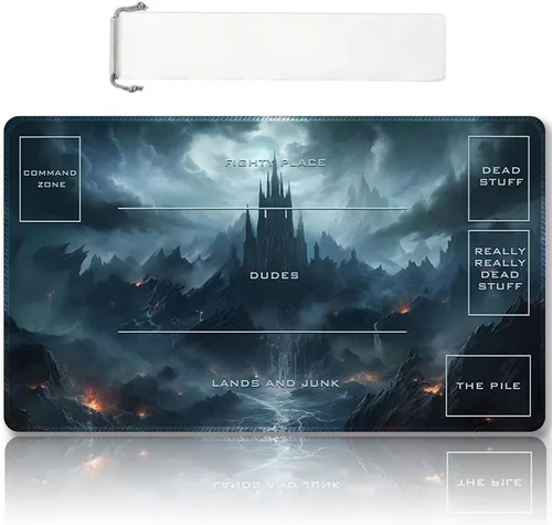 Vista 67 de Tapete de juego MTG cosido de alta calidad con zonas y respaldo de goma antideslizante, tapete de juego TCG para MTG y otros juegos de cartas, Dkt