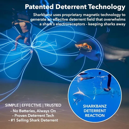 Vista 2 de SHARKBANZ - Banda magnética oficial de disuasión de tiburones para natación, surf, buceo y todos los deportes oceánicos - Probada y patentada
