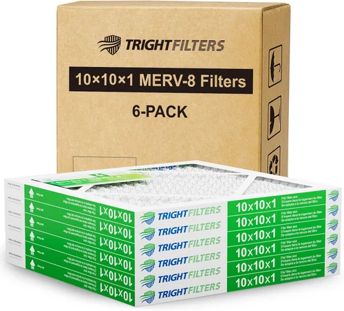 Vista 9 de TRIGHTFILTERS - 6 filtros de aire de 10x10x1, filtros plisados MERV 8 duraderos para hogar HVAC AC, filtros de aire acondicionado compactos