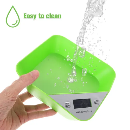 Vista 9 de Toyvian Báscula digital de cocina con cuenco integrado, pesaje preciso de alimentos para hornear y cocinar, diseño de botón simple, compacto,