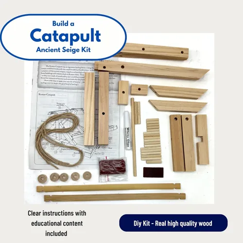 Vista 2 de Pathfinders Kits STEM Catapulta Romana – Serie de Máquinas de Asedio Antiguas Kit Educativo de Madera STEM para Niños y Adultos Construye