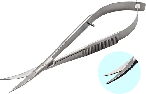 Vista 9 de Micro Tijeras curvadas de 4.5 pulgadas – Tijeras de precisión de acción de resorte para bordado, costura, manualidades, corte de cejas y corte