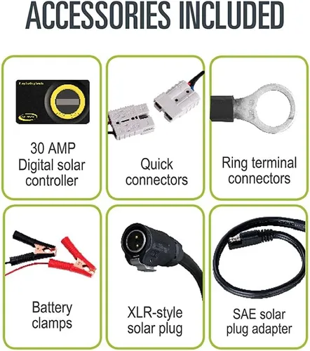 Vista 3 de GoPower DuraLite - Panel solar de 100 vatios con controlador de carga PWM de 30 amperios, plegable, celdas monocristalinas de alta eficiencia
