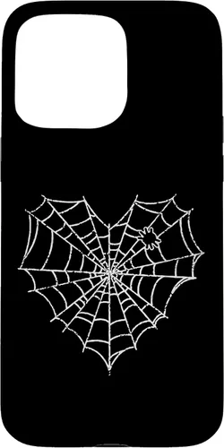 Vista 28 de iPhone 16 Halloween Spider Web Disfraz lindo corazón araña funda