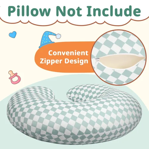 Vista 4 de FEBSNOW Paquete de 2 fundas de almohada de lactancia para bebé, fundas elásticas de algodón suave para lactancia materna, fundas extraíbles