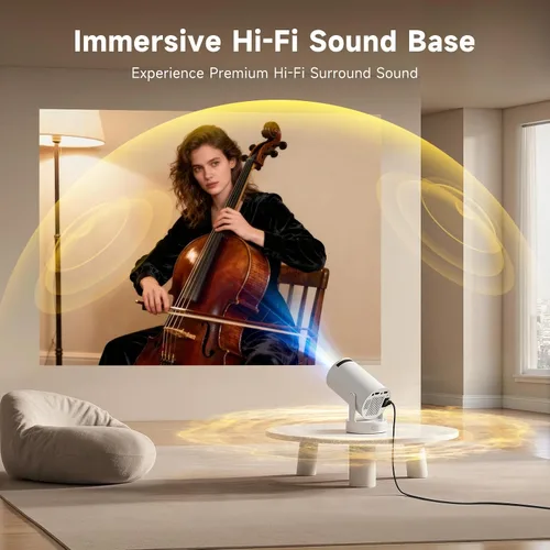 Vista 8 de SGV Mini proyector inteligente para dormitorio, soporte 4K, proyector portátil para exteriores con Android 12, WiFi y Bluetooth 5.2, Keystone