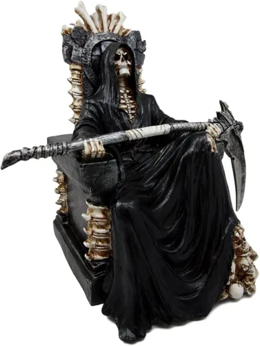 Vista 3 de Ebros Gift Figura negra de la muerte santa parca sentado en el trono de esqueleto, 10.5 pulgadas de alto, tiempo no espera a ningún hombre, ángel