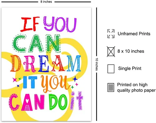 Vista 2 de Cita motivacional para decoración del hogar, bonito regalo inspirador de ratón para fanáticos, decoración de habitación, póster impreso para niños