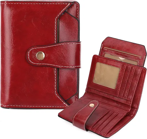 Vista 11 de Billetera pequeña para mujeres bifold portador de tarjetas de crédito con bloqueo RFID con bolsillo con cremallera, A01 verde , Compacto