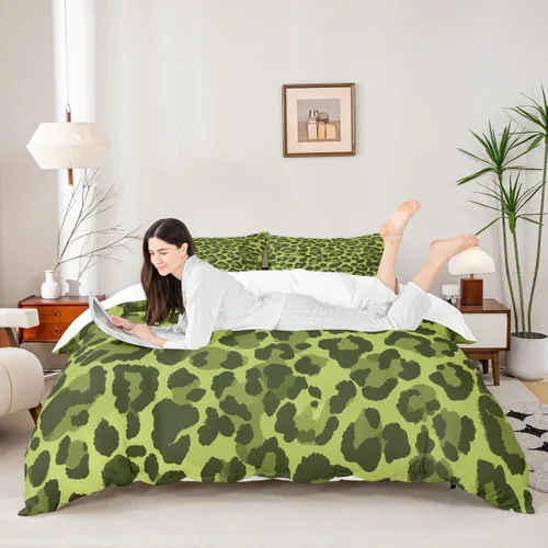 Vista 30 de Juego de funda de edredón para niños, tamaño individual, diseño de cebra y leopardo con purpurina, decoración de habitación para niñas y mujeres