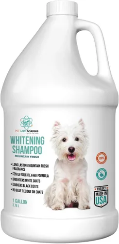 Vista 9 de Champú blanqueador para perros de 1 galón – Champú para perros blancos – Champú para cachorros para abrigos blancos – Blanqueador de pelo y piel
