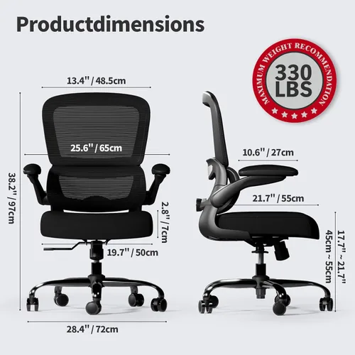 Vista 2 de TRALT Silla de oficina – Silla de escritorio ergonómica con soporte lumbar ajustable, silla de computadora de malla, sillas ejecutivas para oficina