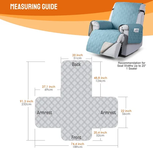 Vista 2 de VANSOFY Fundas 100% impermeables para sillas reclinables, funda antideslizante para silla reclinable para perros, protector de muebles, funda