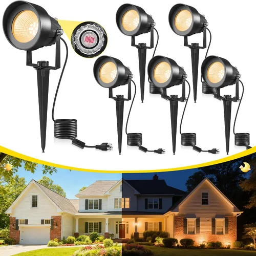 Vista 14 de T-SUN Iluminación exterior del atardecer al amanecer, luces de poste de bandera con fotocélula de encendido y apagado automático, impermeables, LED