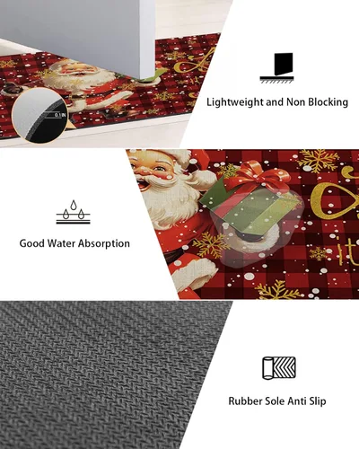Vista 3 de Tapete de baño de Navidad para bañera, antideslizante, de secado rápido y absorbente, tierra de diatomeas, fregadero, dormitorio, cocina, lavable