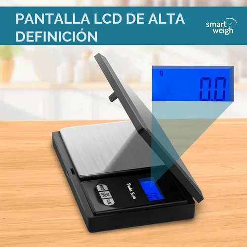 Vista 2 de Báscula digital portátil de 7.05 oz x 0.00 oz de precisión, báscula electrónica de pesaje para joyería, mini báscula digital de gramos, báscula