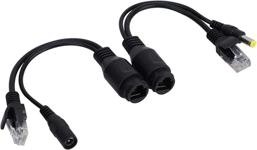 Vista 2 de Adaptador POE, fuente de alimentación Ethernet pasiva de 12V Distribuidor de cable ultra largo portátil (negro)