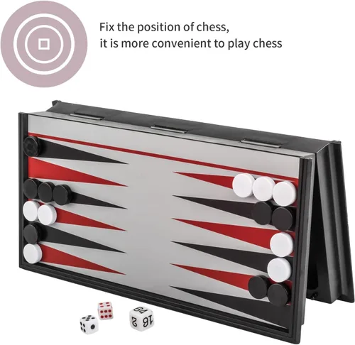 Vista 6 de Andux Juego de mesa portátil de backgammon magnético plegable CXSLQ-01 (S) 2205