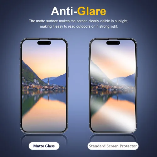 Vista 3 de 2 Pieces for iPhone 14 Pro Max Matte Tempered Glass Film