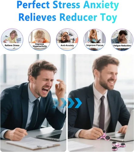 Vista 4 de ATESSON Fidget Spinner Toy Ultra Durable Acero Inoxidable Rodamiento de Alta Velocidad 2-5 Min Spins Material Metal Precisión Spinner EDC ADHD
