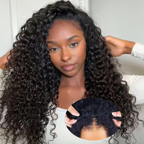Vista 13 de Lealife Pelucas de cabello humano rizado sin pegamento, prearrancadas, 10X7 precortadas con encaje HD, pelucas rizado crespo para usar y llevar
