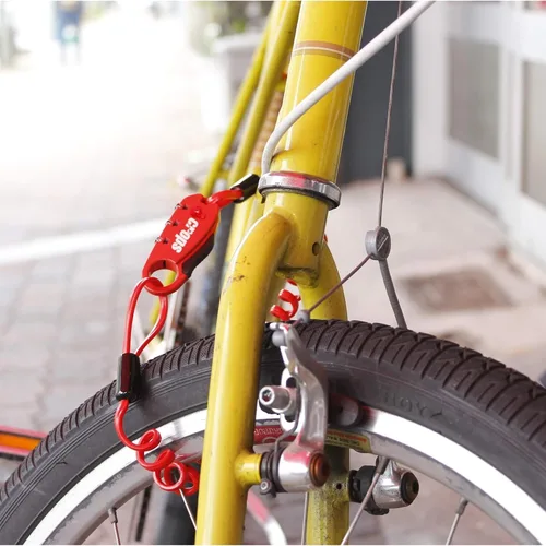Vista 3 de CROPS Q-BIRO MINI - Cable de bloqueo compacto para bicicleta, 3 pies, antirrobo negro con combinación de 3 dígitos reiniciable con un cable
