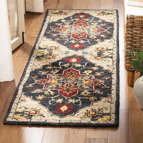 Vista 7 de SAFAVIEH Aspen Collection APN511H - Alfombra decorativa de lana bohemia hecha a mano de 2 x 3 pies, color carbón y crema