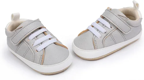 Vista 5 de Tenis de tobillo alto unisex para bebés, niños y niñas, suela de goma suave, zapatos de cuna para niños pequeños