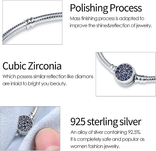 Vista 4 de KUNSIR Pulsera de cadena de serpiente de plata esterlina 925 para pulseras europeas Pandora abalorios Plata de ley