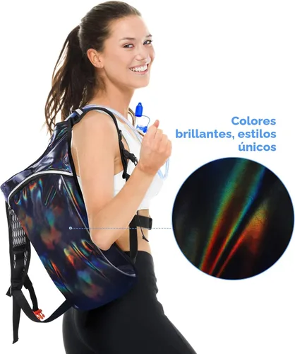 Vista 7 de KUYOU Rave Hydration Pack, Hydration Backpack with 2L Hydration Bladder, Festival Essential Water Backpack for Hiking, Running, Cycling, and Music