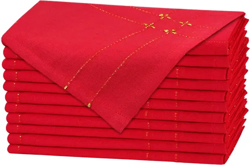 Vista 14 de COTTON CRAFT Servilletas rojas de Navidad, paquete de 12 servilletas de Rojo navideño