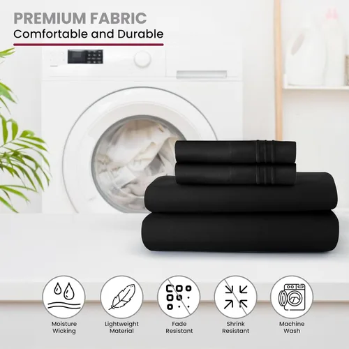 Vista 385 de LUX Décor - Juego de sábanas Twin de microfibra ultrasuave de 3 piezas con sábana encimera, sábana bajera de 16 pulgadas de profundidad y funda
