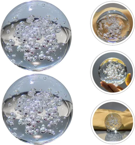 Vista 8 de ORFOFE 2 bolas de cristal de burbujas de 1.969 in, decoración de oficina en casa, elegante centro de mesa para habitación