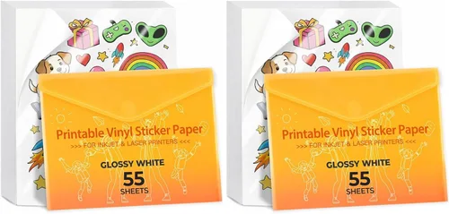 Vista 12 de Papel adhesivo de vinilo imprimible – Vinilo impermeable para impresora láser y inyección de tinta 15 hojas autoadhesivas – Blanco mate