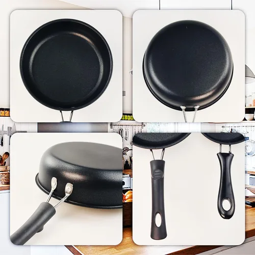 Vista 4 de Juego de sartén de 2 piezas, mini sartén portátil con revestimiento de mármol (4.7 in+6.3 in) Non-Stick and Heat Resistant Handle, Skillet Deeper