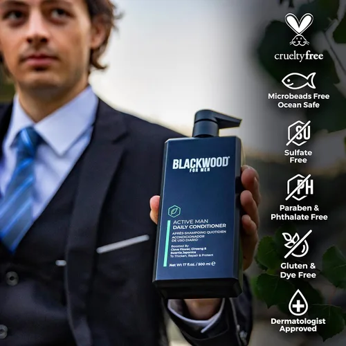 Vista 3 de BLACKWOOD FOR MEN Active Man - Acondicionador diario (17 onzas) y gel de baño de humedad pura (17 onzas), fórmula vegana natural, sin sulfato, sin
