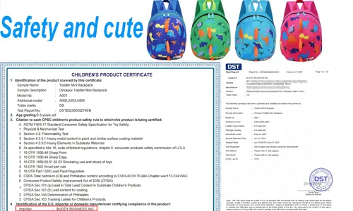 Vista 6 de DB Mini mochila de dinosaurio para niños pequeños con correa, arnés para niños y bebés (azul oscuro)