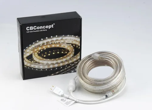 Vista 4 de CBConcept Listado UL, 20 pies, súper brillante, 5400 lúmenes, blanco cálido de 3000 K, regulable, tira de luz LED plana flexible de 110-120 V CA