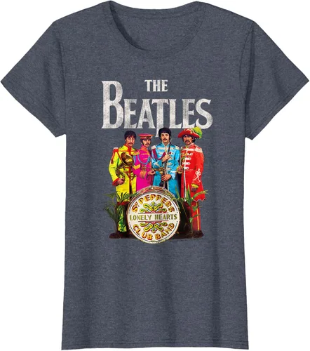 Vista 38 de The Beatles Sgt. Pepper's Lonely Hearts Camiseta de manga corta Negro