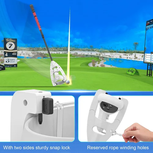 Vista 3 de VR Golf Club for Oculus Quest 2 Rift S Meta Quest 2 Aikeec VR Golf Club Handle Accessory Quest 2 Golf Club Attachment with 2 Controller Covers