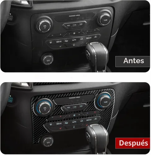 Vista 3 de Cubierta de Panel de Control Central de Fibra de Carbono para Tablero de Coche para Ford Ranger 2019 2020 2021 2022 2023 XLT Lariat XL Accesorios