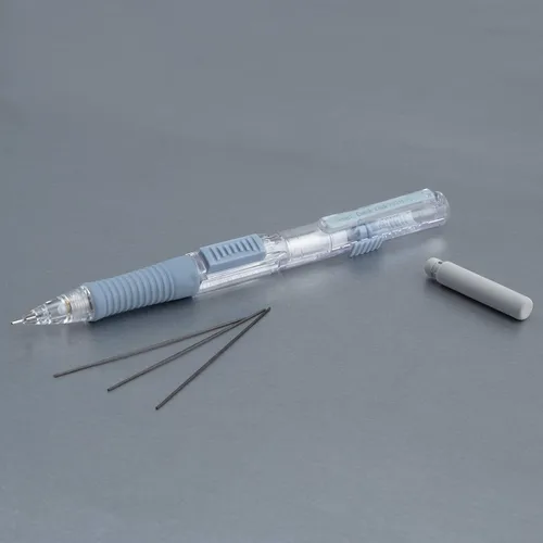 Vista 6 de Pentel Lápiz Mecánico Quick Click, (0.5mm), Fino, Barril Gris, Caja de 12 Lápices (PD215N)