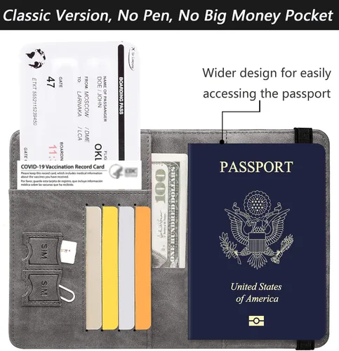 Vista 3 de Funda para pasaporte con bloqueo RFID de piel organizador de documentos de viaje