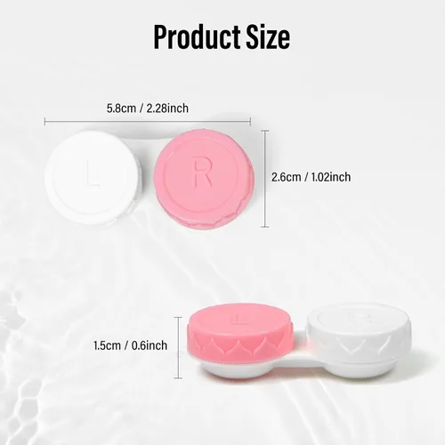 Vista 7 de Paquete de 8 fundas para lentes de contacto rosas, kit de mini lentes de contacto portátil para exteriores, perfecto para viajes y uso diario