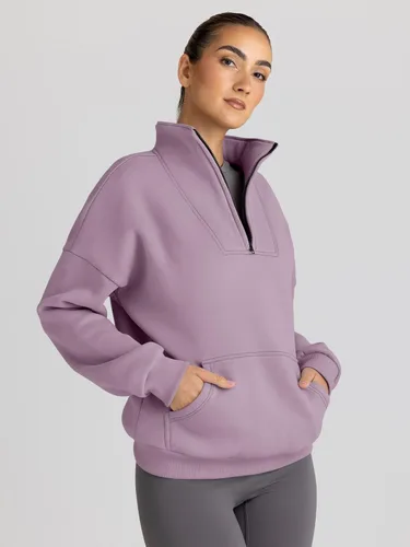 Vista 2 de Trendy Queen - Sudaderas con media cremallera y capucha de gran tamaño, extragrande, para otoño, Y2K, ropa de invierno