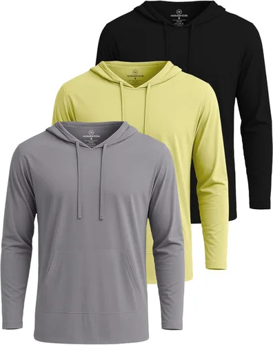 Vista 8 de Real Essentials 3 Pack: Sudaderas con capucha de cordón de algodón para hombre, ligeras y casuales, con bolsillo