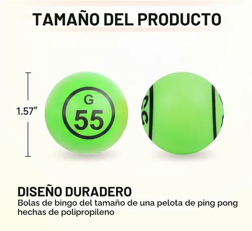Vista 2 de GSE 1.57" Bolas de bingo multicolor, bolas de bingo numeradas dobles