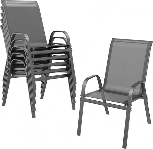 Vista 14 de ONBRILL Juego de 4 sillas de patio, sillas de comedor apilables para Gris