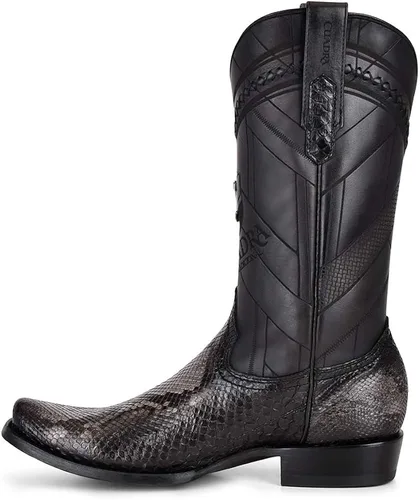 Vista 4 de Cuadra Botas vaqueras para hombre en piel auténtica de pitón y cuero bovino Metálico