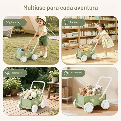 Vista 5 de Hiaksedt Andador de empuje para bebés con ruedas, juguete para bebés de 6